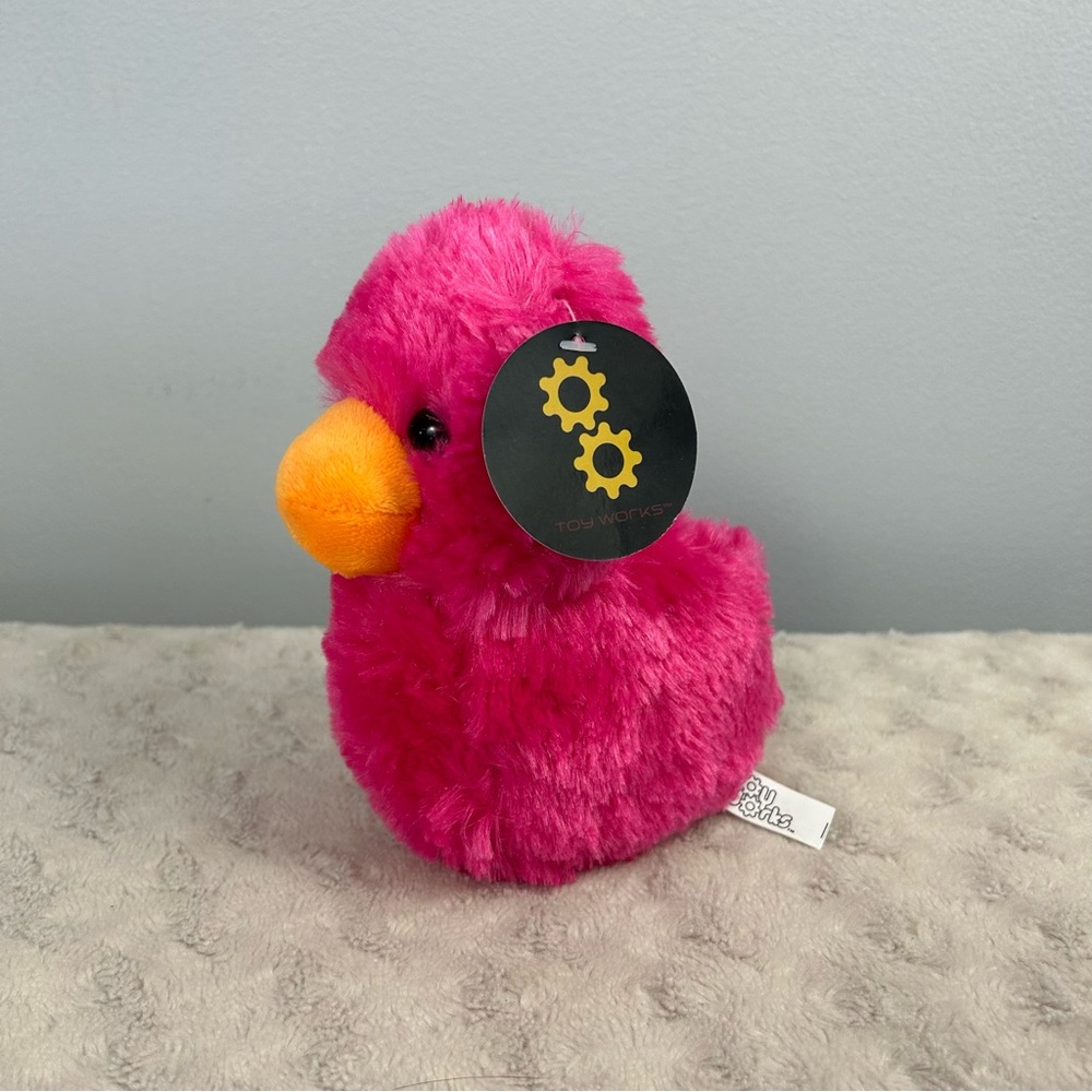 Toy Works Duck Chick Plush Stuffed Animal Pink Orange Bird Small
